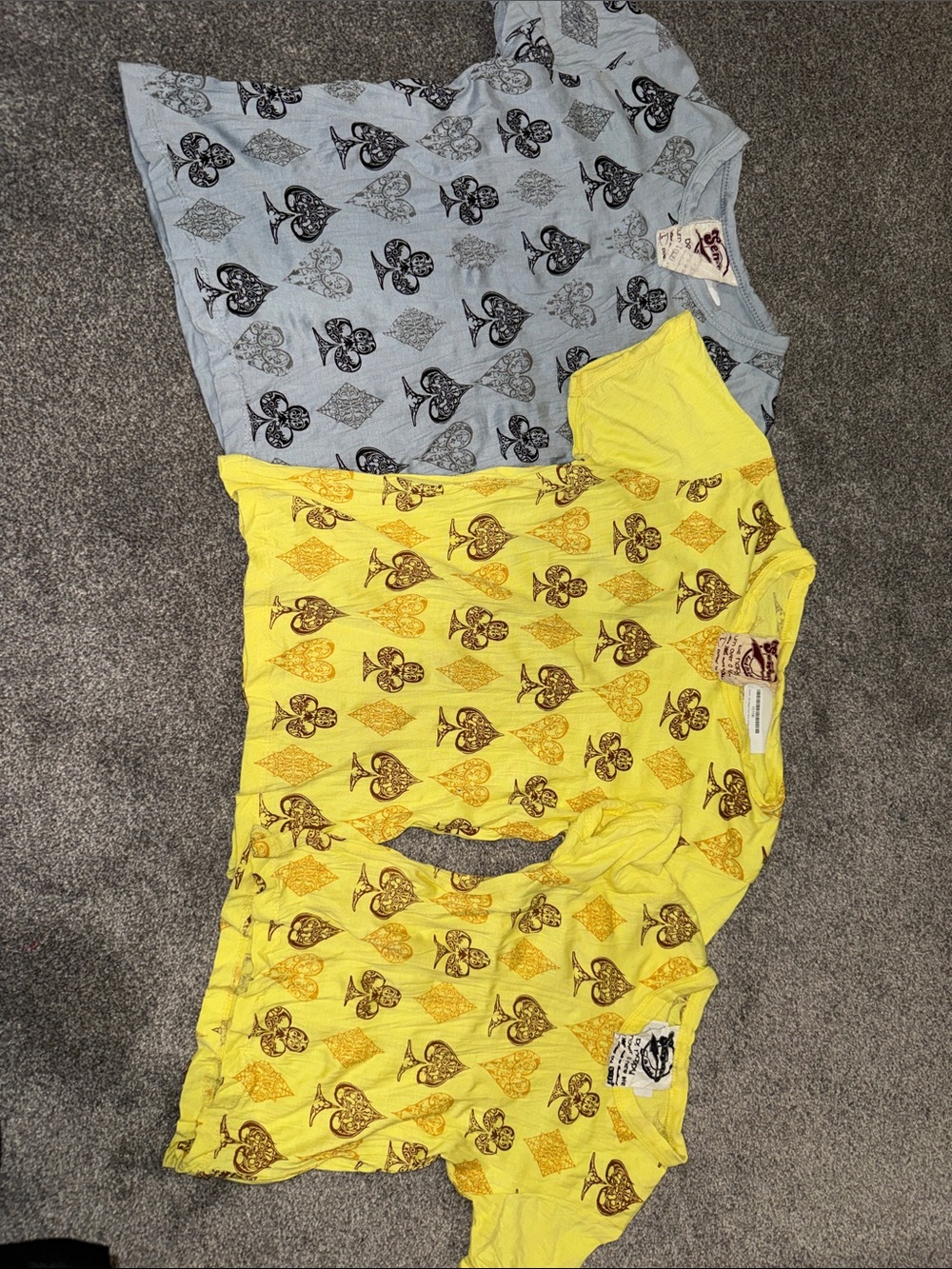 Girls Yellow & Light Grey Short Sleeve Tops (2 Large and 1 Small)